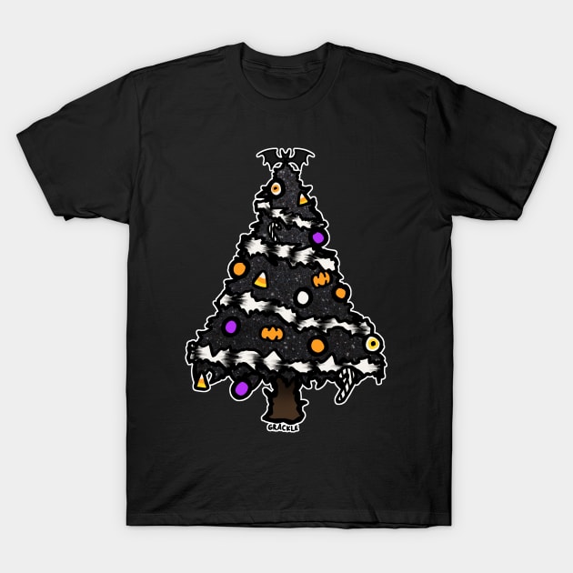 Creepy Christmas Tree T-Shirt by Jan Grackle